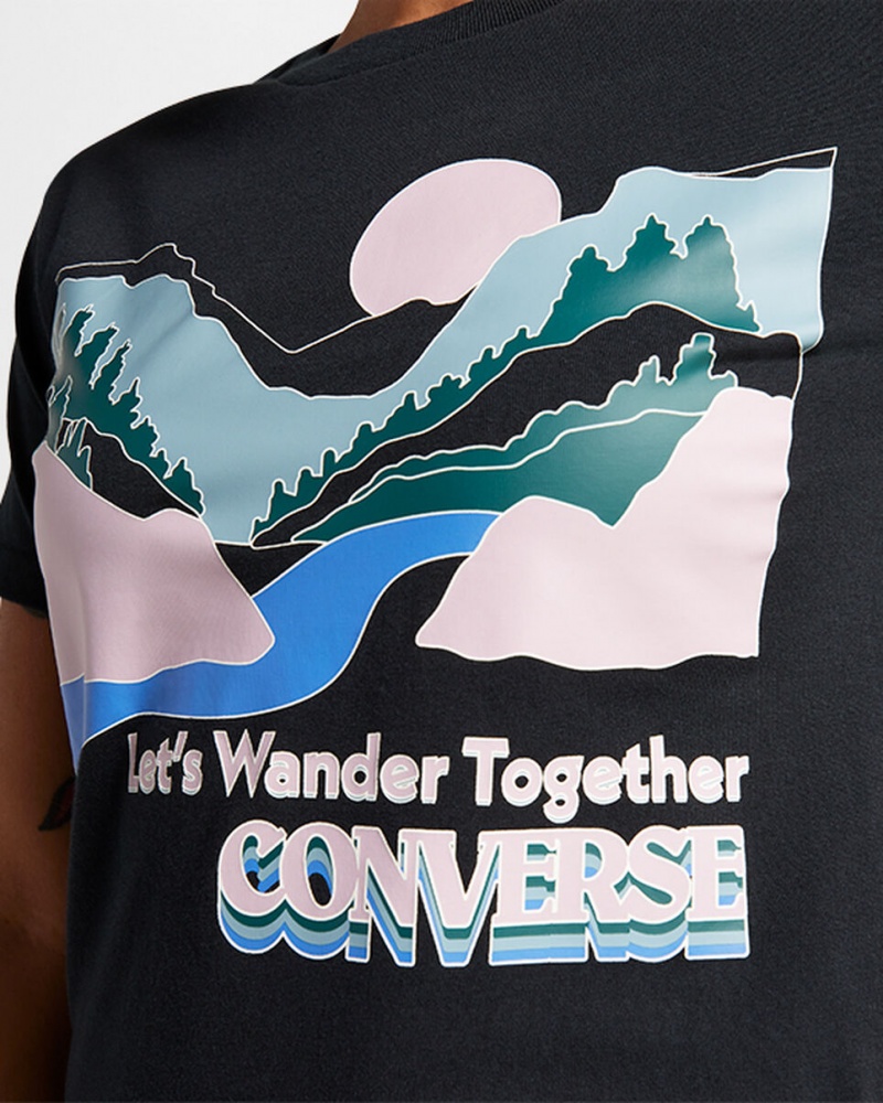 Converse Outdoor Art T-Shirt Czarne | 361758-UYL