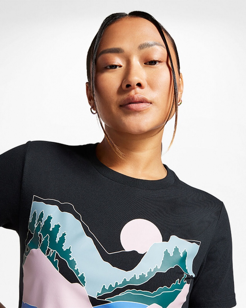 Converse Outdoor Art T-Shirt Czarne | 361758-UYL