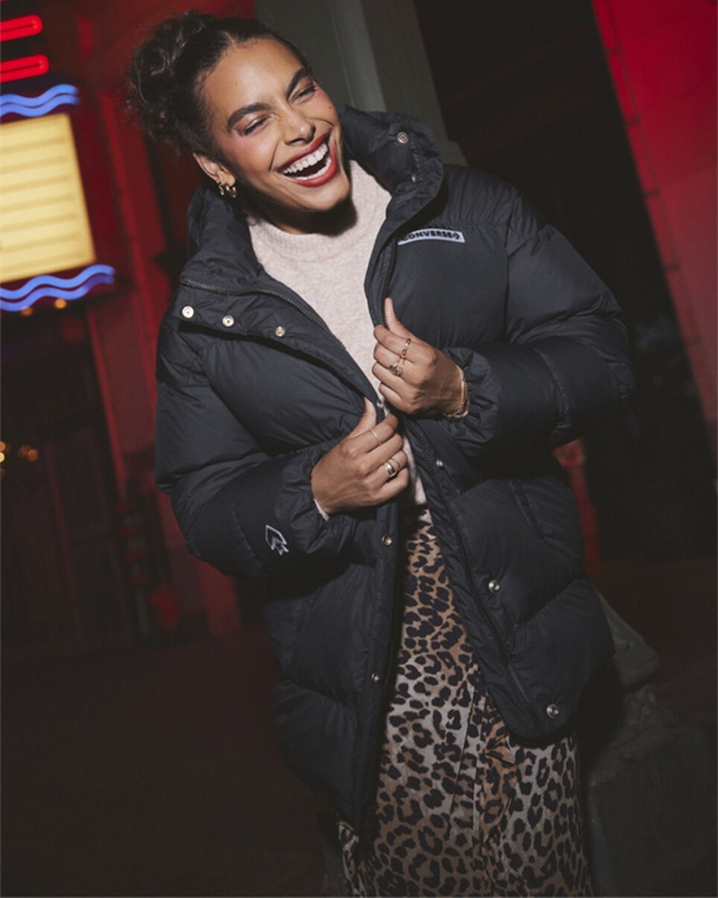 Converse Oversized Super Puffer Jacket Czarne | 206349-EKA