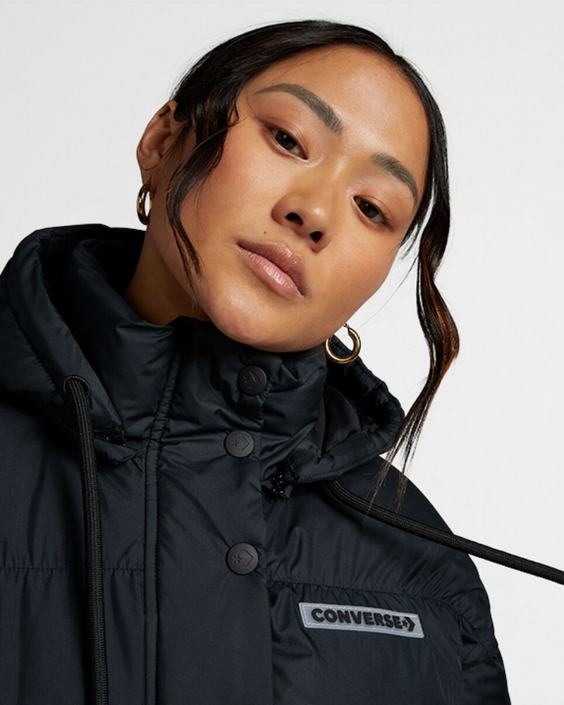 Converse Oversized Super Puffer Jacket Czarne | 206349-EKA