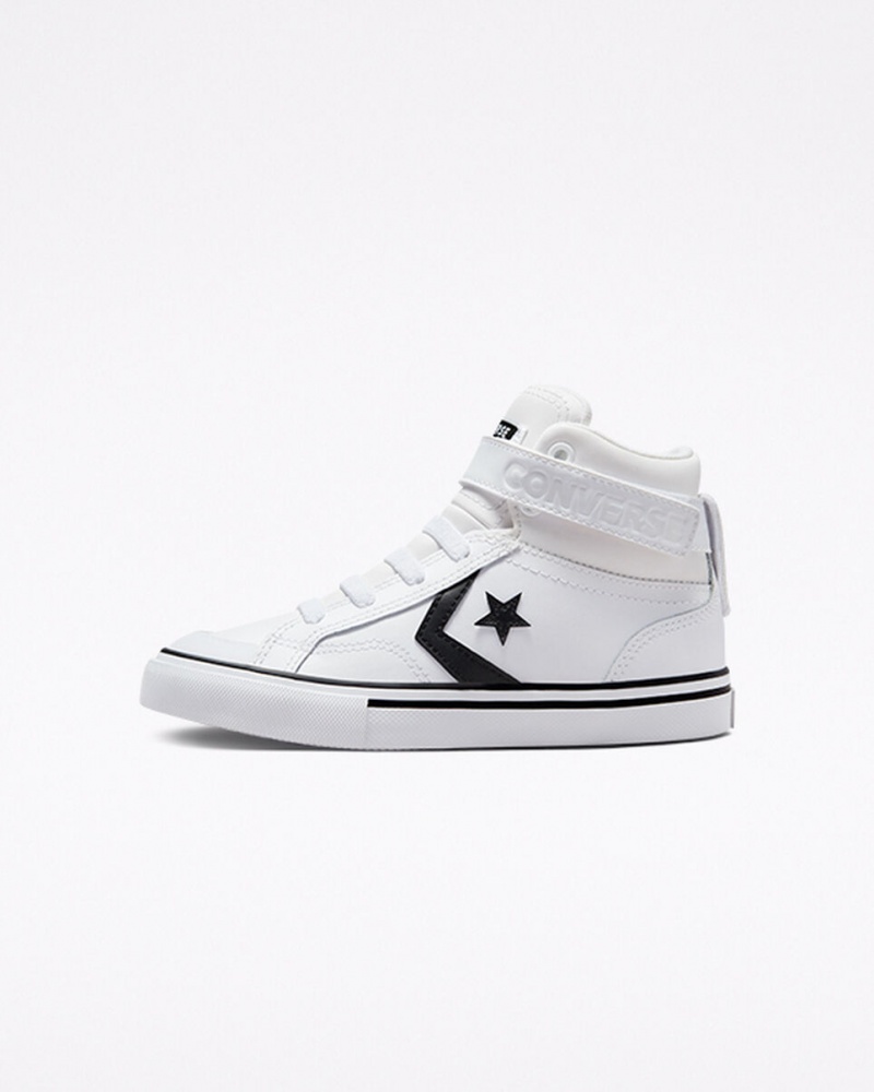 Converse Pro Blaze Paskiem Skórzane Białe Czarne Białe | 876031-EAR
