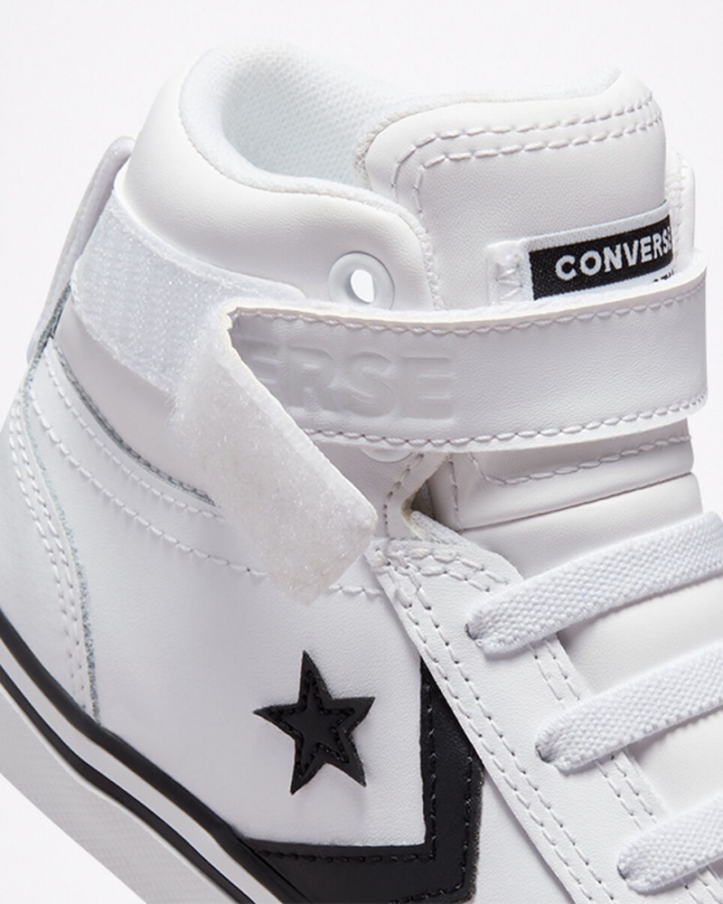 Converse Pro Blaze Paskiem Skórzane Białe Czarne Białe | 876031-EAR