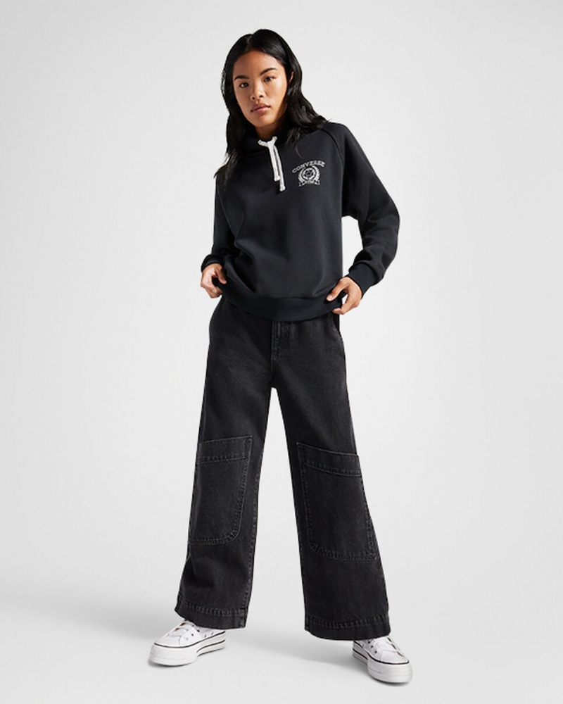Converse Retro Chuck Taylor Mock Neck Pullover Czarne | 281453-EXU