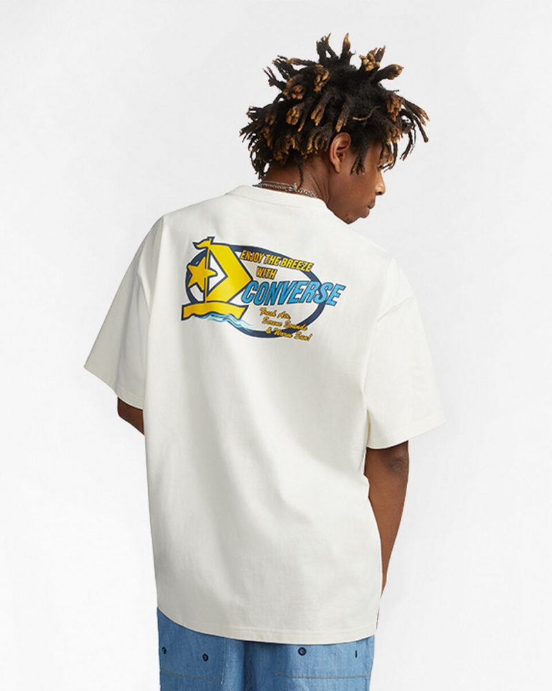 Converse Retro Sailboat Grafiką T-Shirt Egret | 085231-ZAP