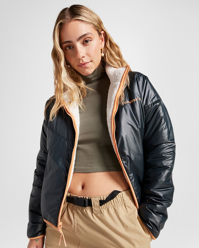 Converse Reversible Sherpa Full-Zip Jacket Egret /  Blac | 928560-YAL