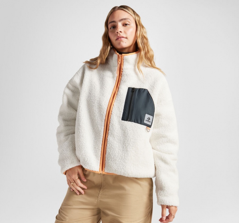 Converse Reversible Sherpa Full-Zip Jacket Egret /  Blac | 928560-YAL