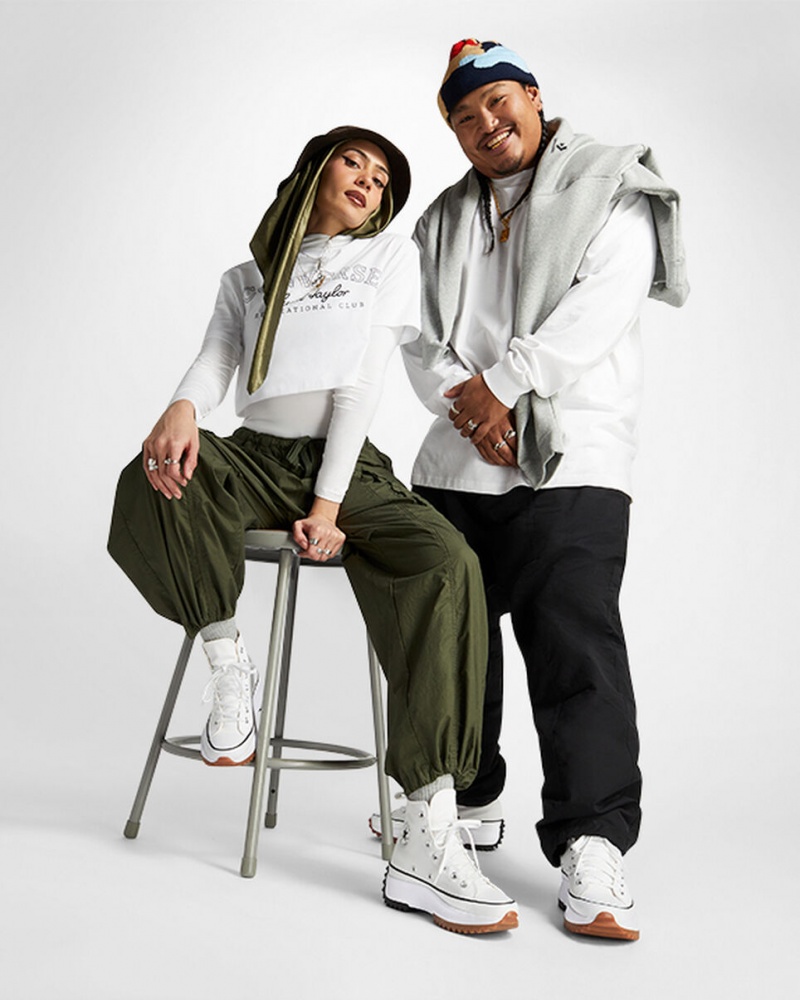 Converse Run Star Hike Platformie Białe Czarne | 648597-AZS