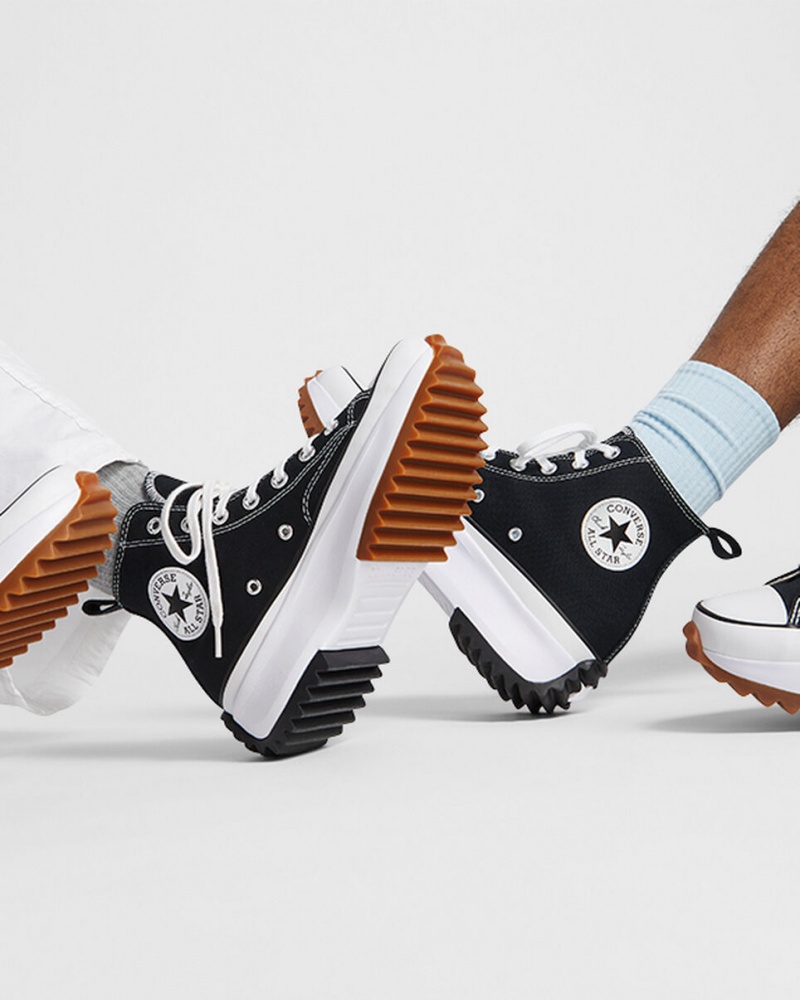 Converse Run Star Hike Platformie Czarne Białe | 840579-JGZ