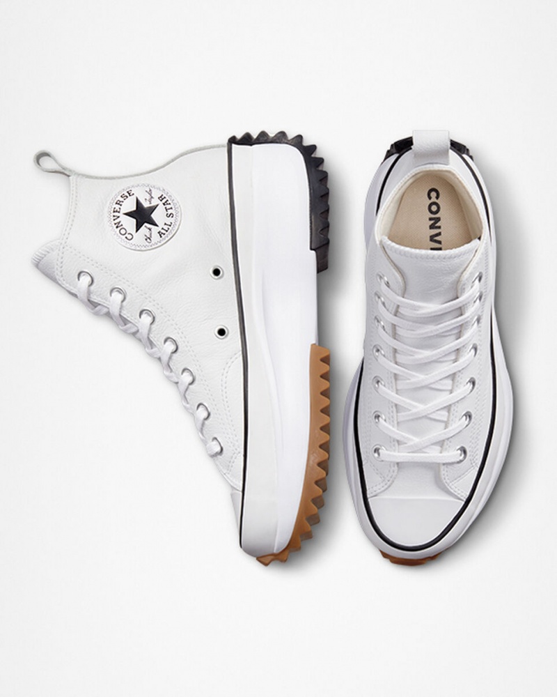 Converse Run Star Hike Platformie Foundational Skórzane Białe Czarne | 073481-RAZ