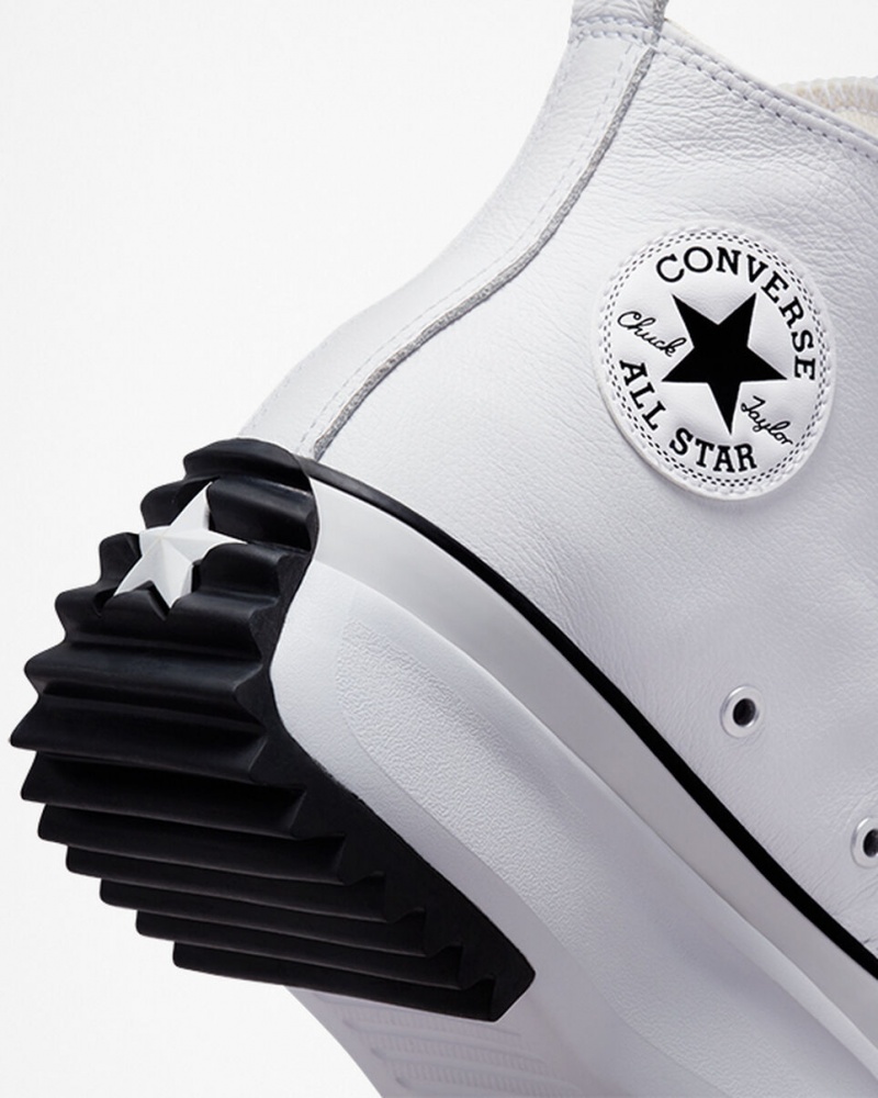 Converse Run Star Hike Platformie Foundational Skórzane Białe Czarne | 073481-RAZ