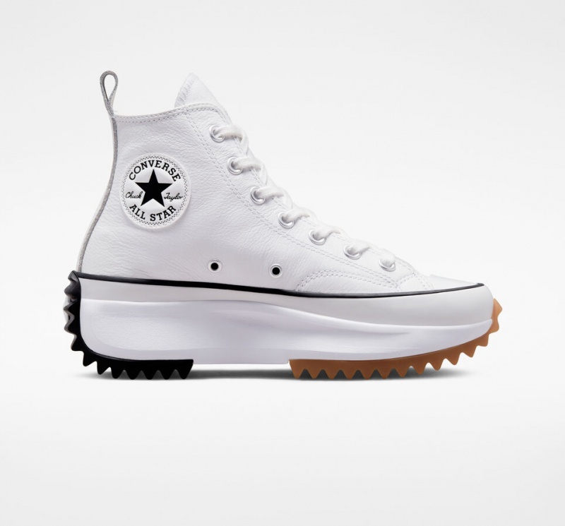Converse Run Star Hike Platformie Foundational Skórzane Białe Czarne | 073481-RAZ