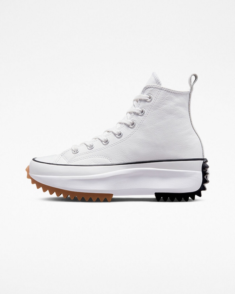 Converse Run Star Hike Platformie Foundational Skórzane Białe Czarne | 785490-XKS