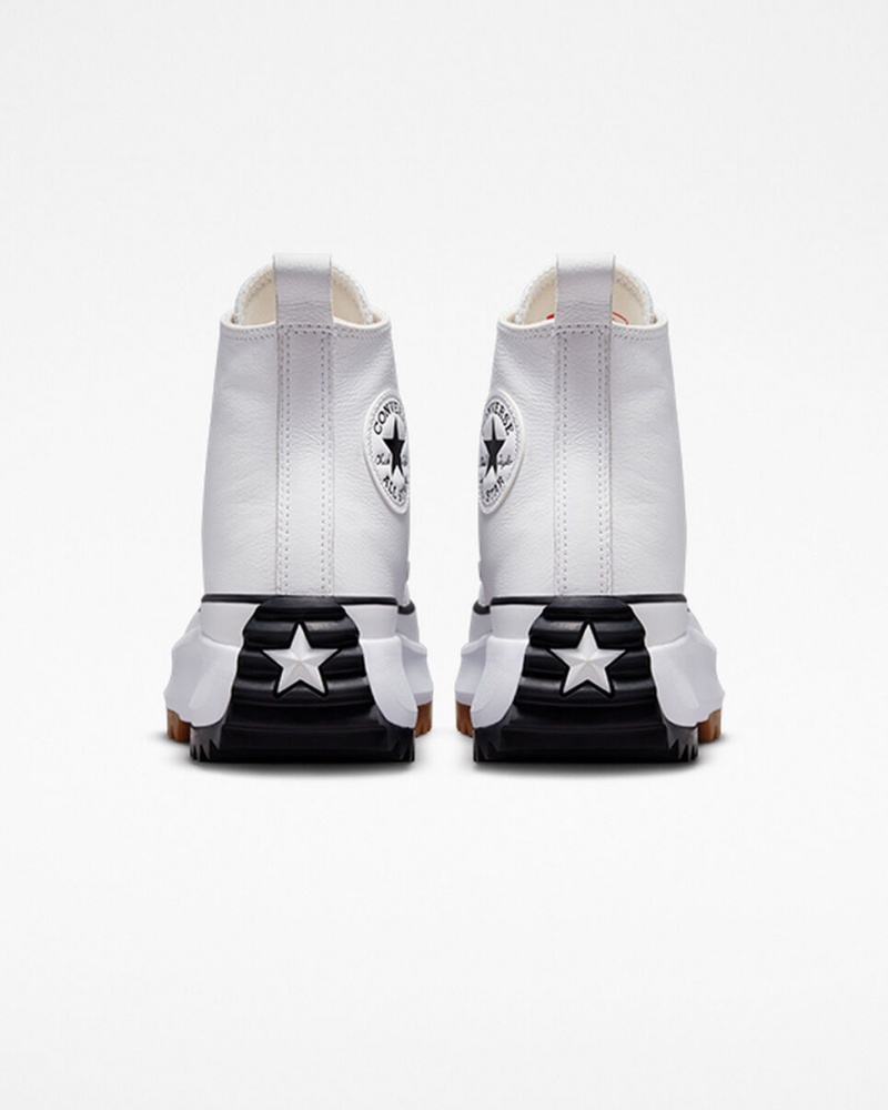 Converse Run Star Hike Platformie Foundational Skórzane Białe Czarne | 785490-XKS