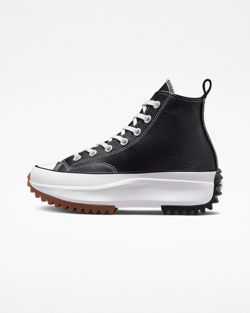 Converse Run Star Hike Platformie Foundational Skórzane Czarne Białe | 675392-QEL