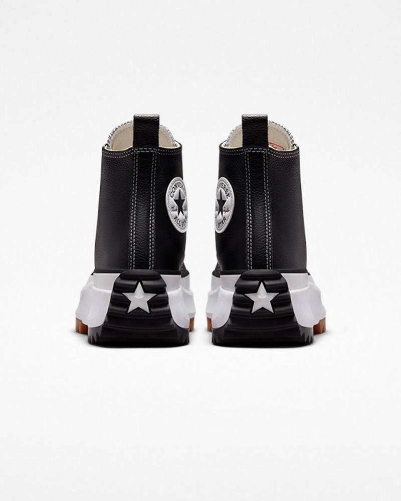 Converse Run Star Hike Platformie Foundational Skórzane Czarne Białe | 675392-QEL