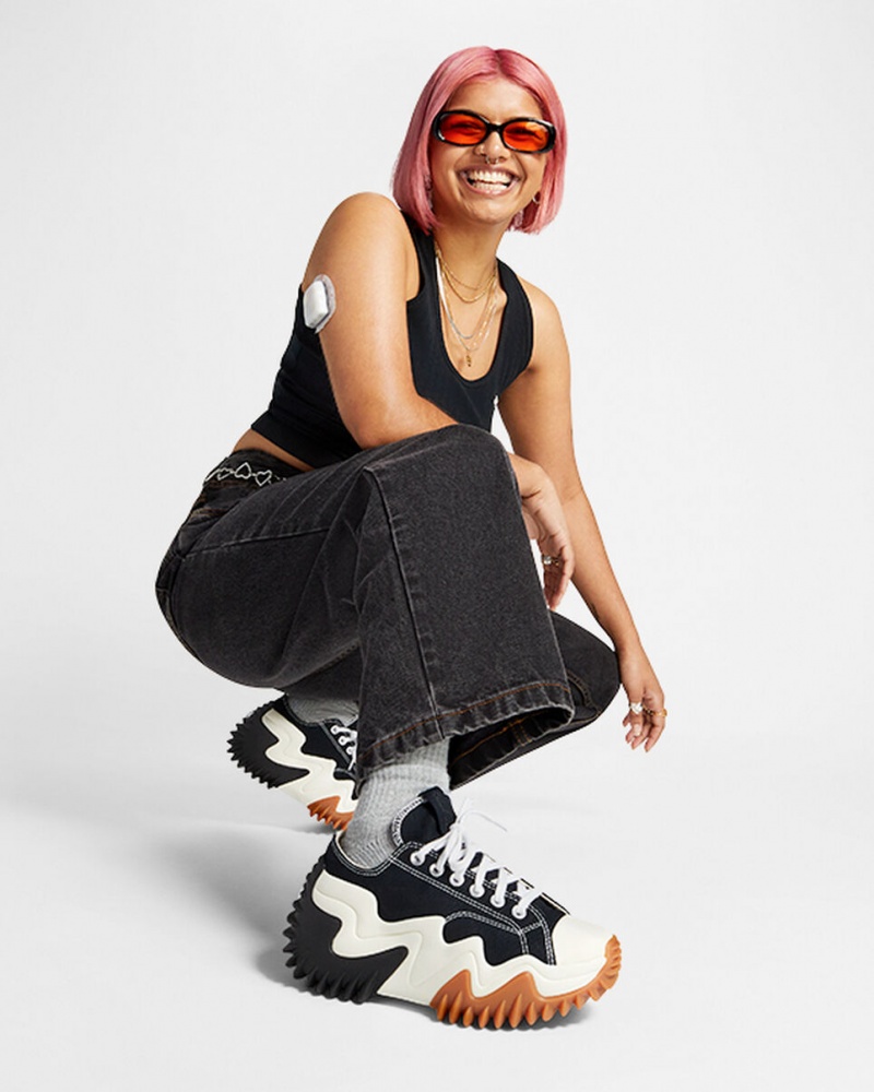 Converse Run Star Motion CX Platformie Czarne Białe | 241798-OYI