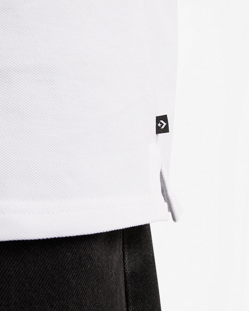Converse Shoe Patch Polo Shirt Białe | 869713-UXF
