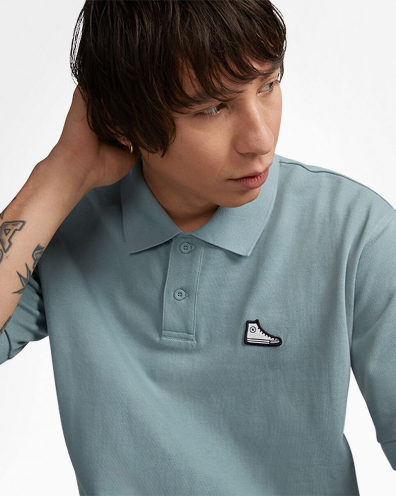Converse Shoe Patch Polo Shirt Szare | 619853-OYE