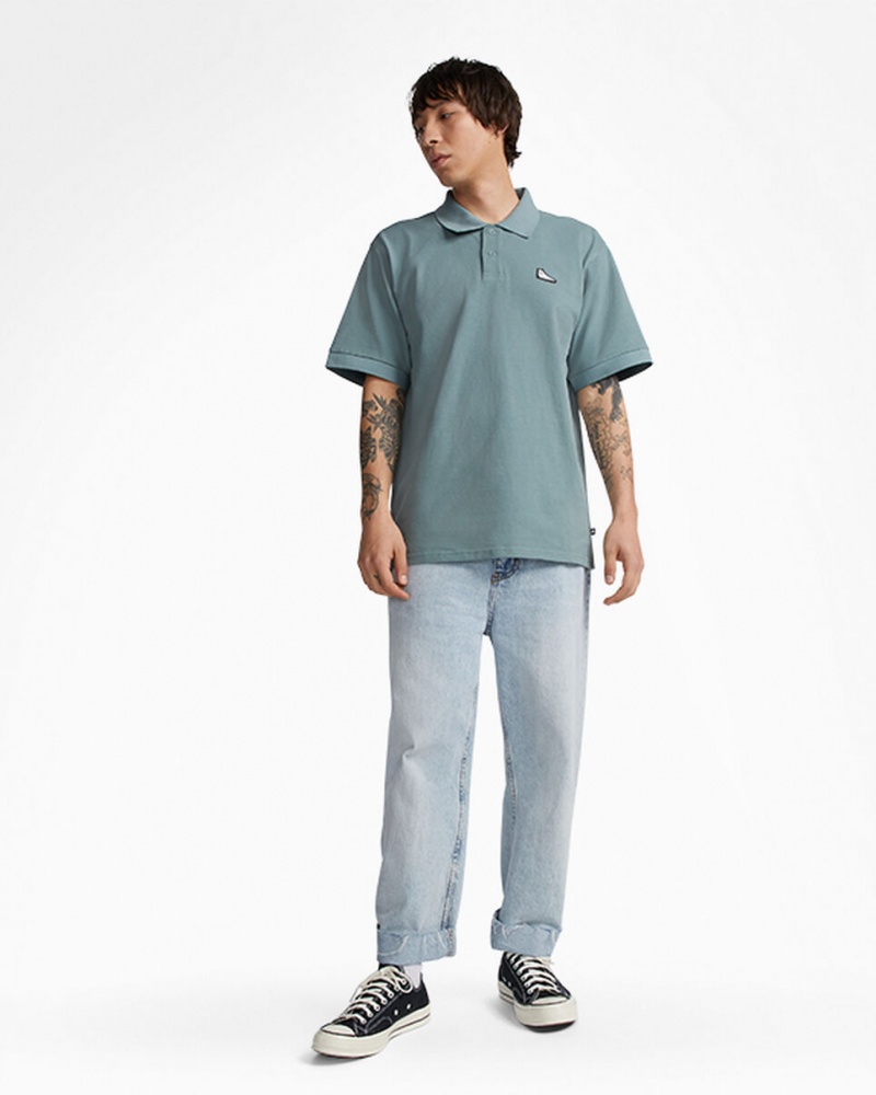 Converse Shoe Patch Polo Shirt Szare | 619853-OYE