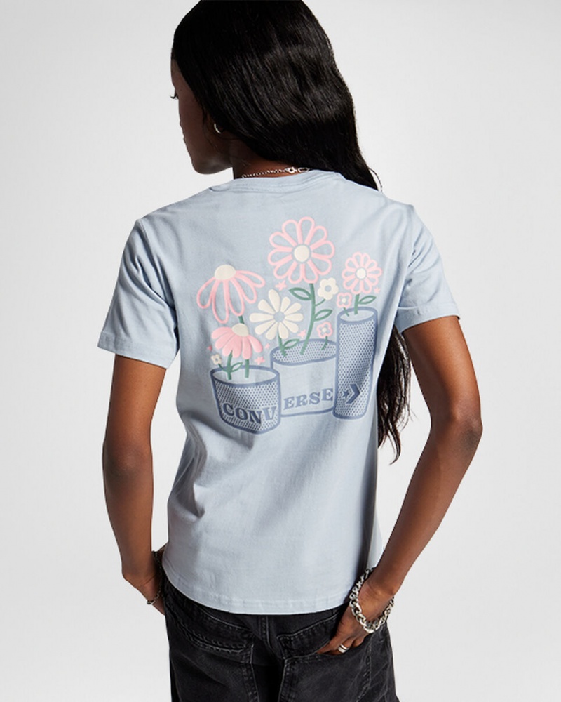 Converse Spring Blooms T-Shirt Szare | 716429-HUP