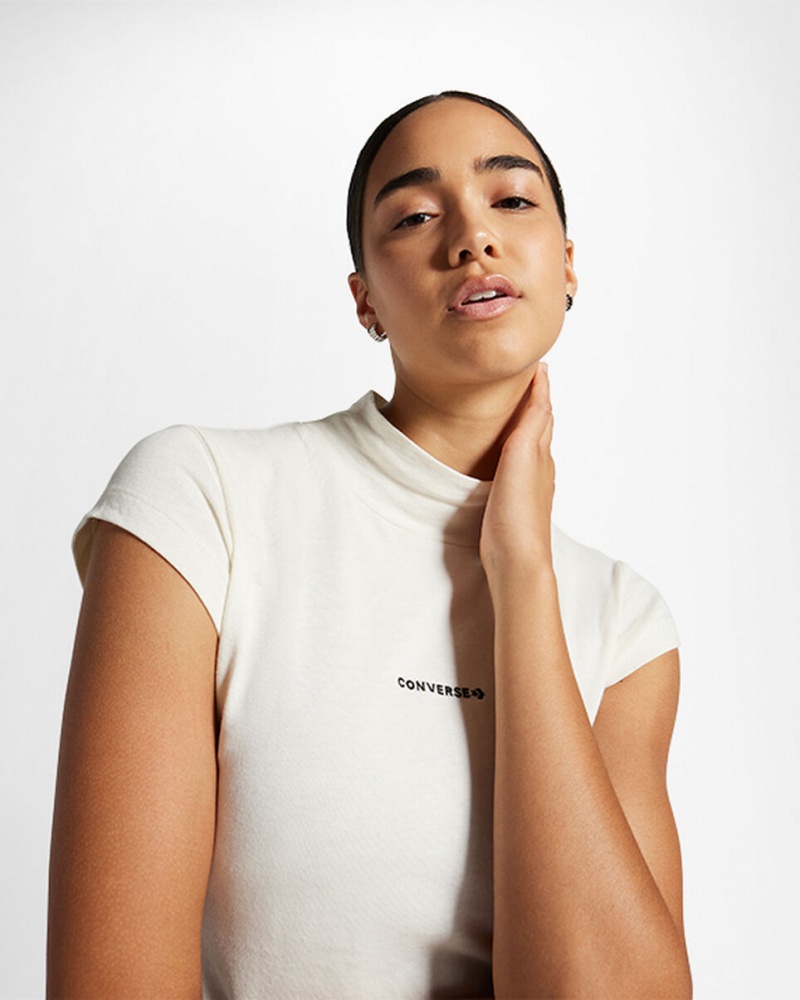 Converse Wordmark Krótkie Sleeve Top Egret | 361752-VCO